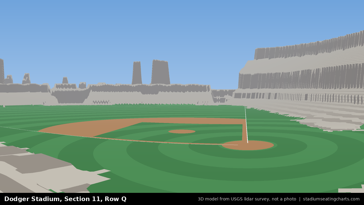 View from Dodger Stadium Section 11, Row Q, looking toward the pitcher's mound