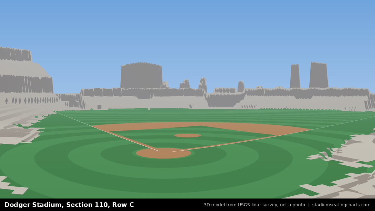View from Dodger Stadium Section 110, Row C, looking toward the pitcher's mound