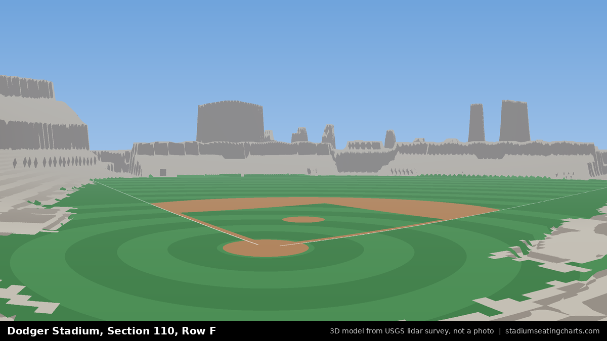 View from Dodger Stadium Section 110, Row F, looking toward the pitcher's mound