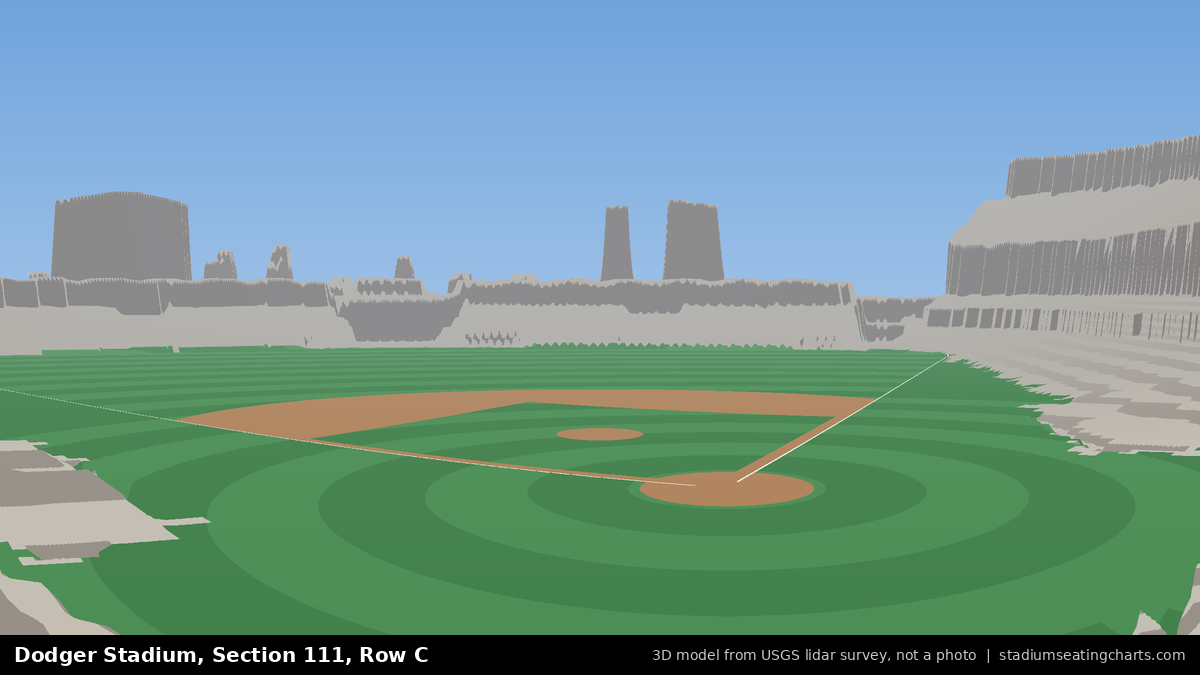 View from Dodger Stadium Section 111, Row C, looking toward the pitcher's mound