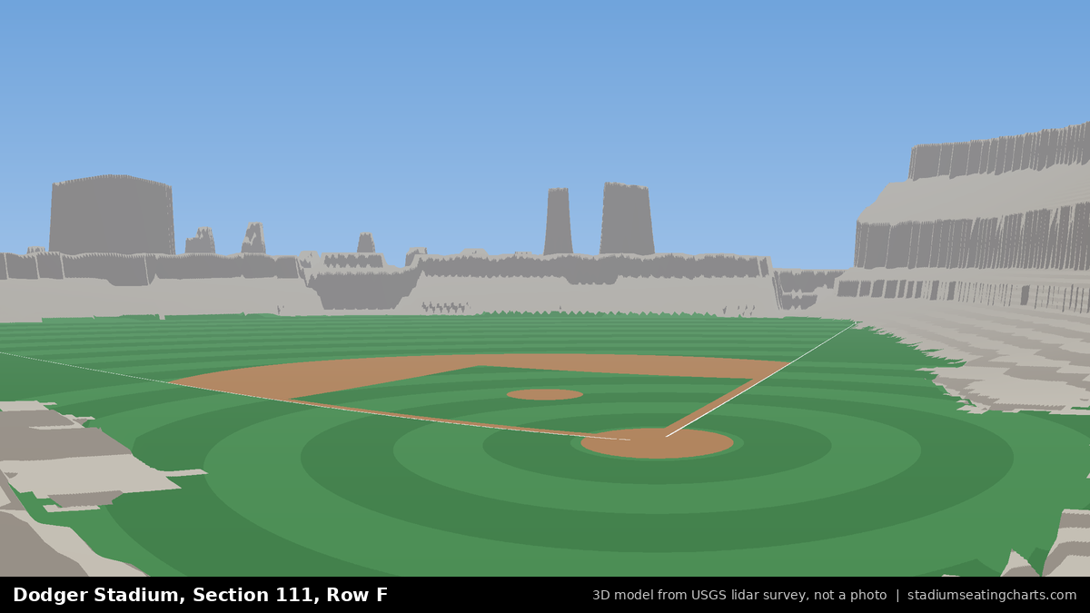 View from Dodger Stadium Section 111, Row F, looking toward the pitcher's mound
