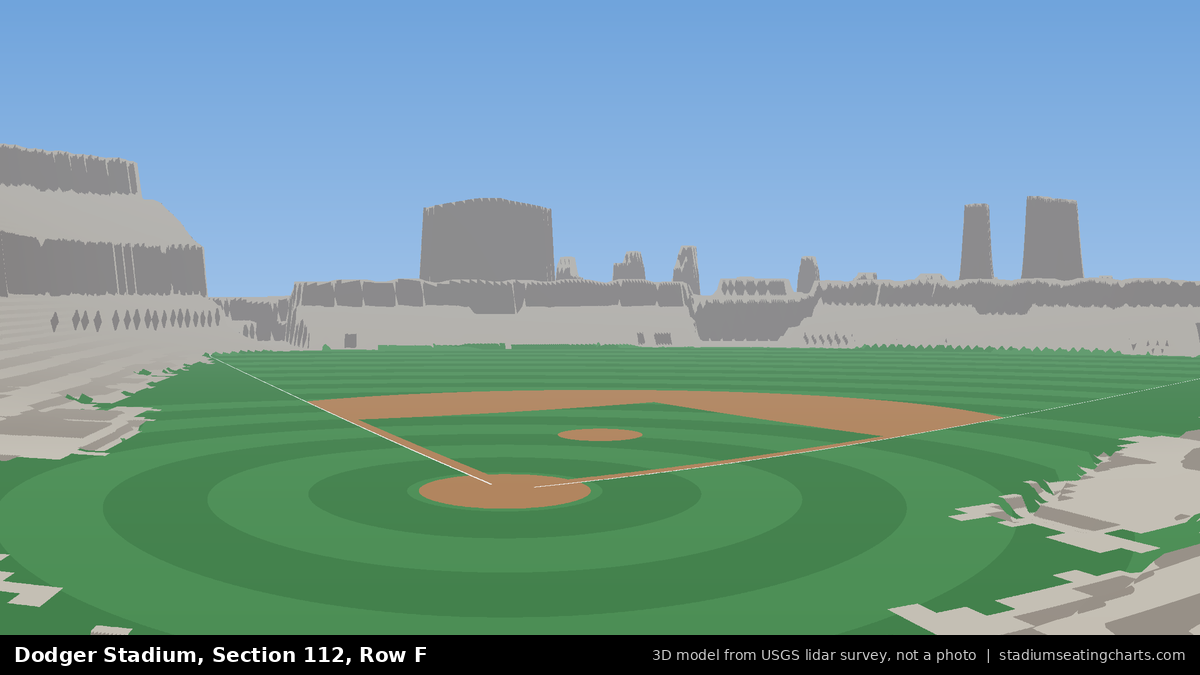 View from Dodger Stadium Section 112, Row F, looking toward the pitcher's mound