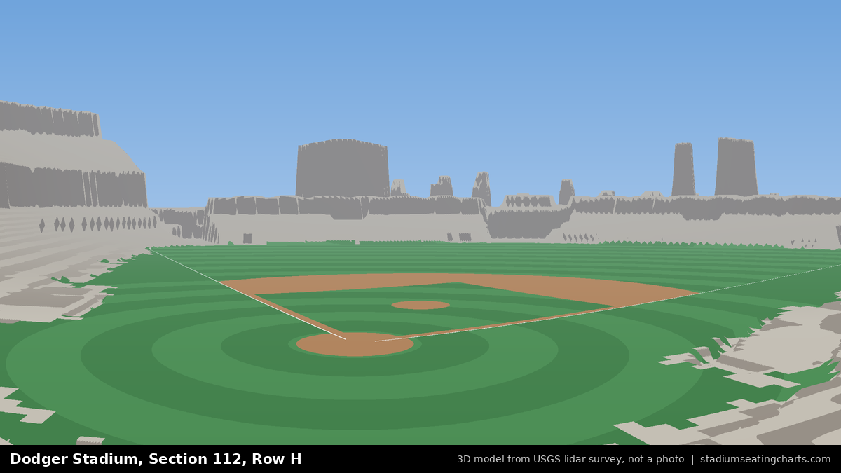 View from Dodger Stadium Section 112, Row H, looking toward the pitcher's mound
