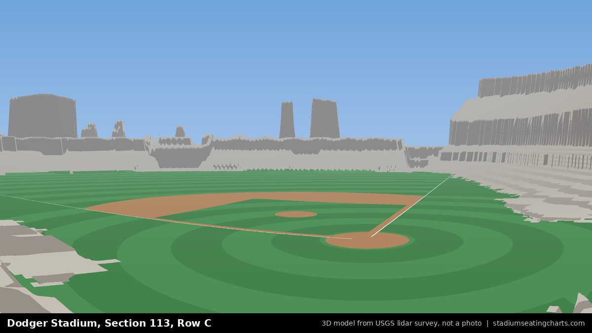 View from Dodger Stadium Section 113, Row C, looking toward the pitcher's mound