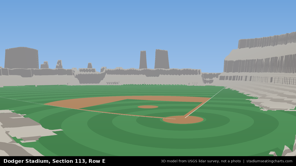 View from Dodger Stadium Section 113, Row E, looking toward the pitcher's mound