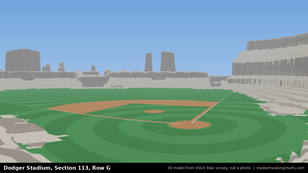 View from Dodger Stadium Section 113, Row G, looking toward the pitcher's mound