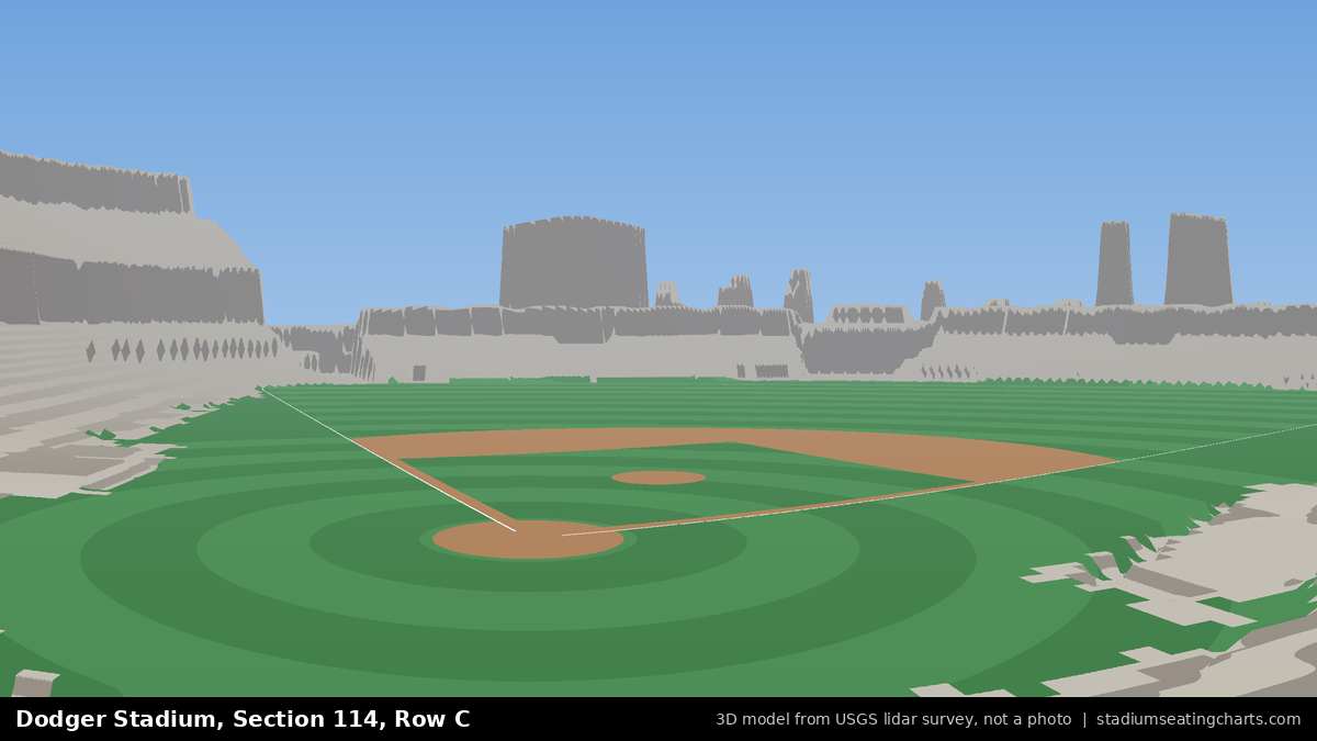 View from Dodger Stadium Section 114, Row C, looking toward the pitcher's mound