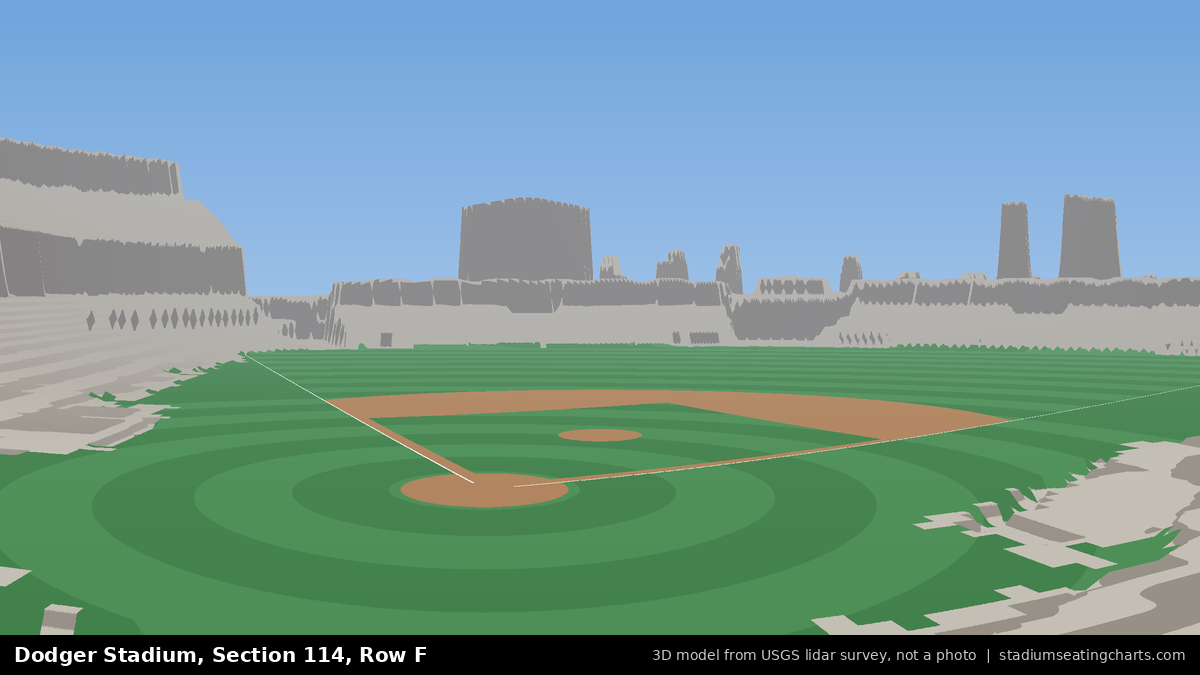 View from Dodger Stadium Section 114, Row F, looking toward the pitcher's mound