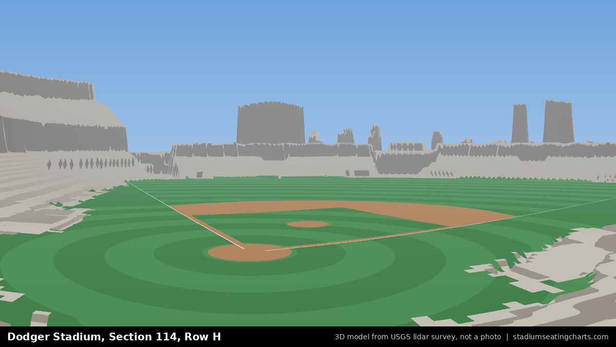 View from Dodger Stadium Section 114, Row H, looking toward the pitcher's mound