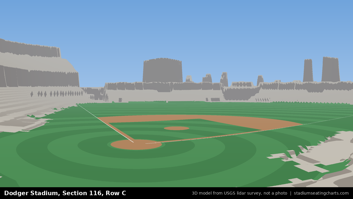 View from Dodger Stadium Section 116, Row C, looking toward the pitcher's mound