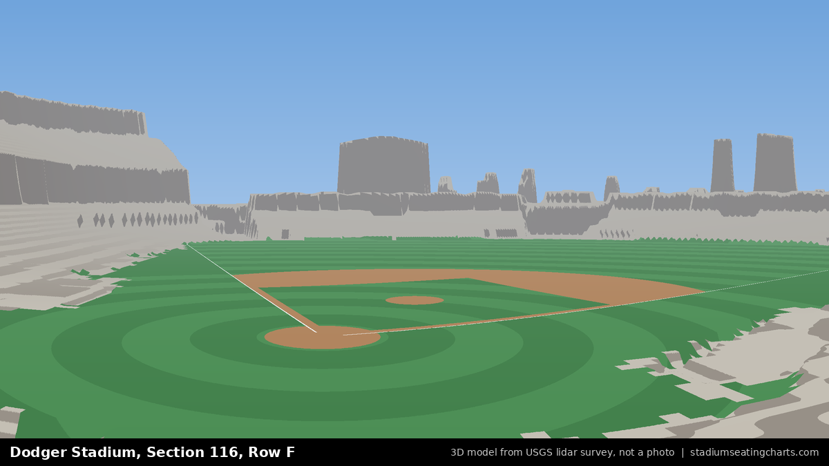 View from Dodger Stadium Section 116, Row F, looking toward the pitcher's mound