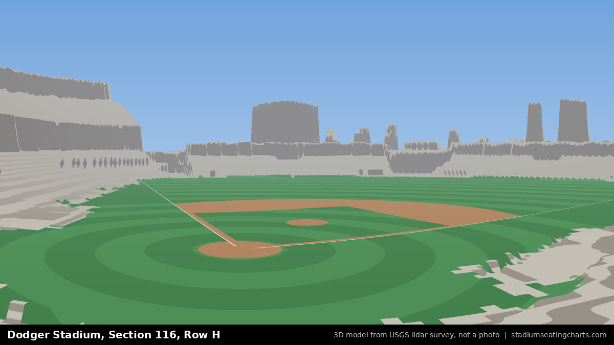 View from Dodger Stadium Section 116, Row H, looking toward the pitcher's mound