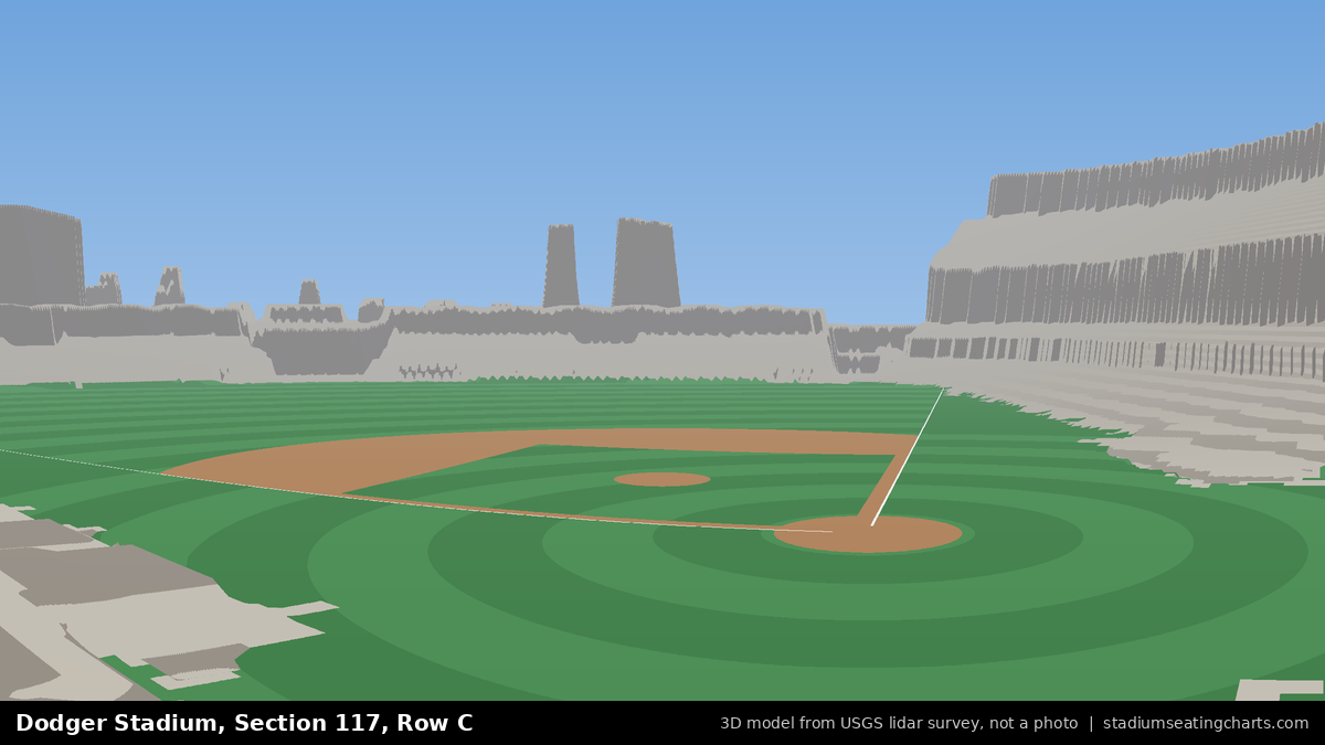 View from Dodger Stadium Section 117, Row C, looking toward the pitcher's mound