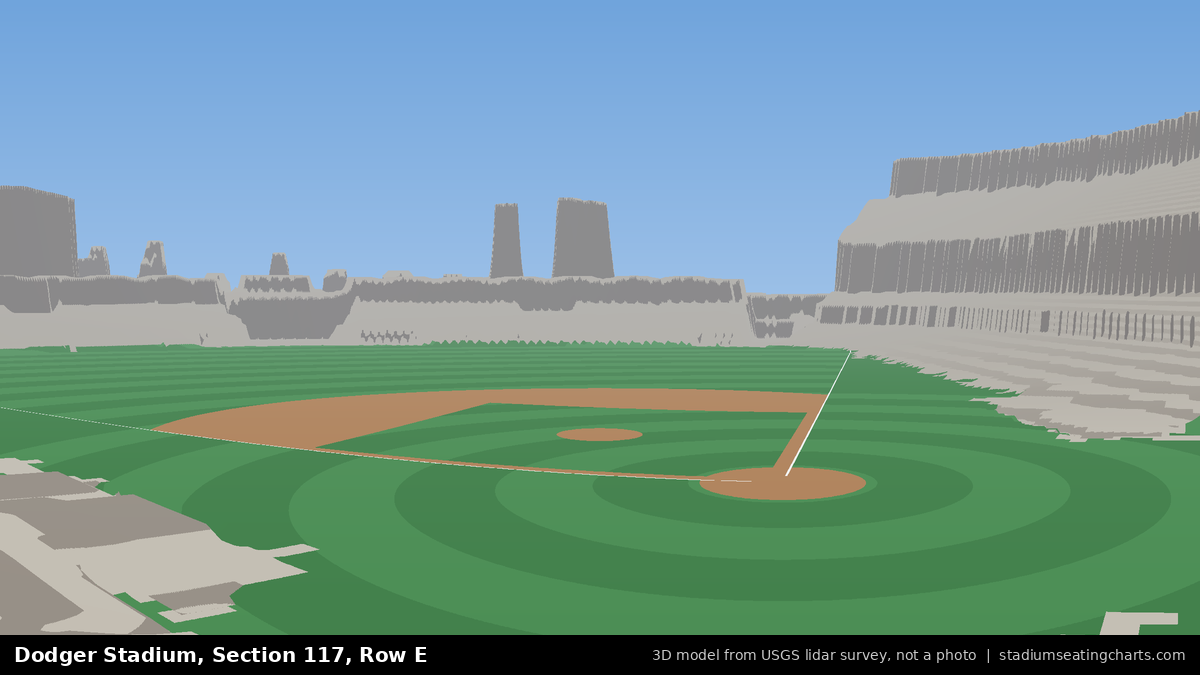 View from Dodger Stadium Section 117, Row E, looking toward the pitcher's mound