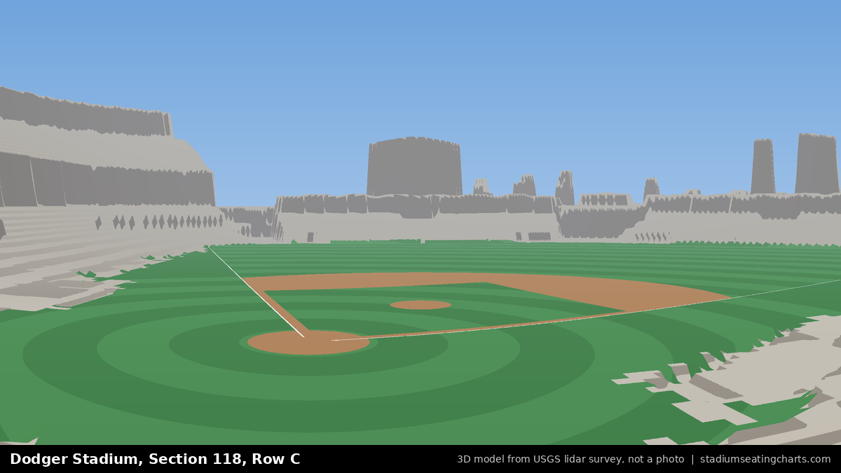 View from Dodger Stadium Section 118, Row C, looking toward the pitcher's mound
