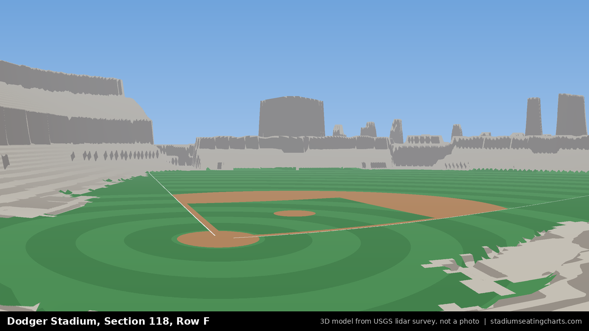 View from Dodger Stadium Section 118, Row F, looking toward the pitcher's mound