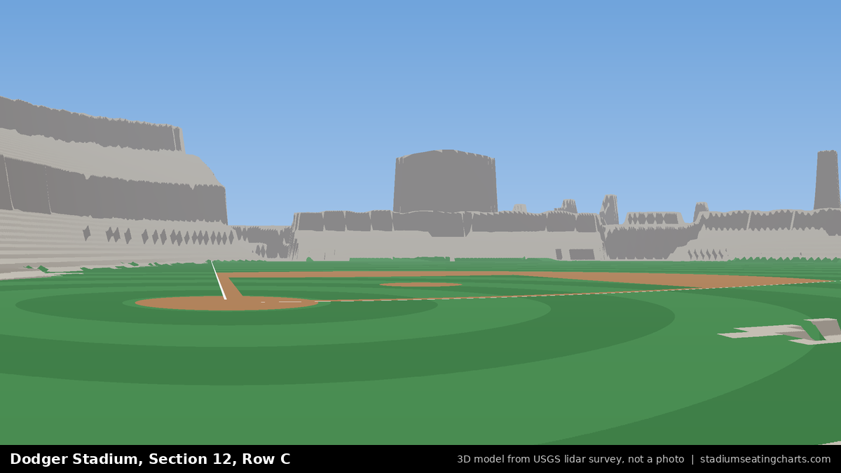 View from Dodger Stadium Section 12, Row C, looking toward the pitcher's mound