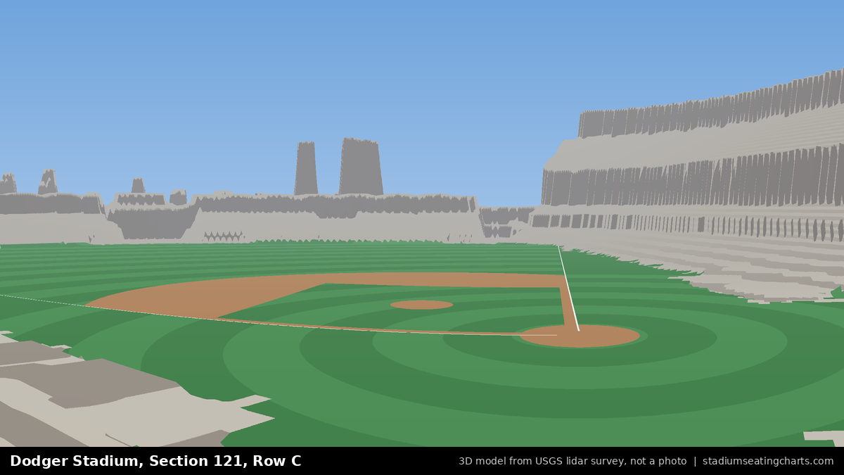 View from Dodger Stadium Section 121, Row C, looking toward the pitcher's mound