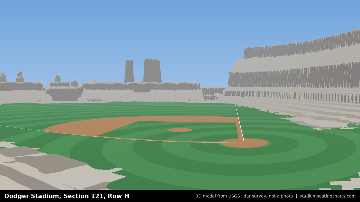 View from Dodger Stadium Section 121, Row H, looking toward the pitcher's mound