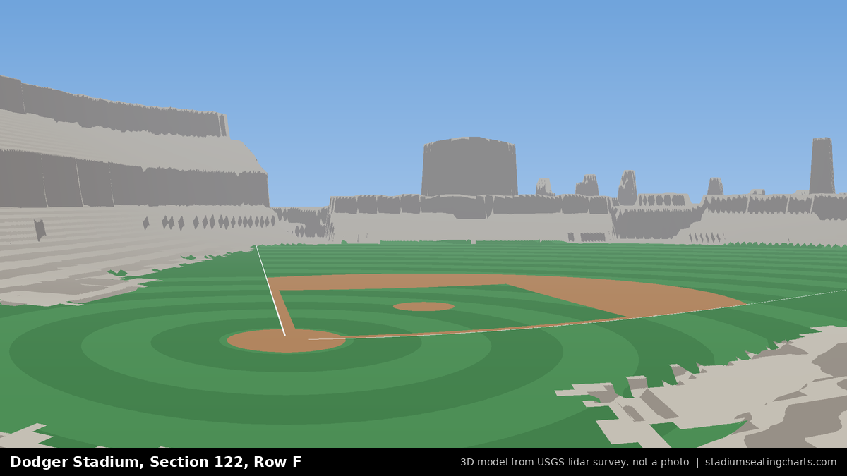 View from Dodger Stadium Section 122, Row F, looking toward the pitcher's mound
