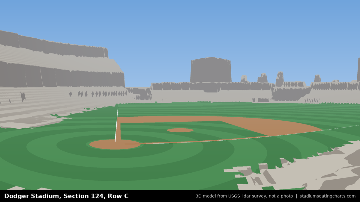 View from Dodger Stadium Section 124, Row C, looking toward the pitcher's mound