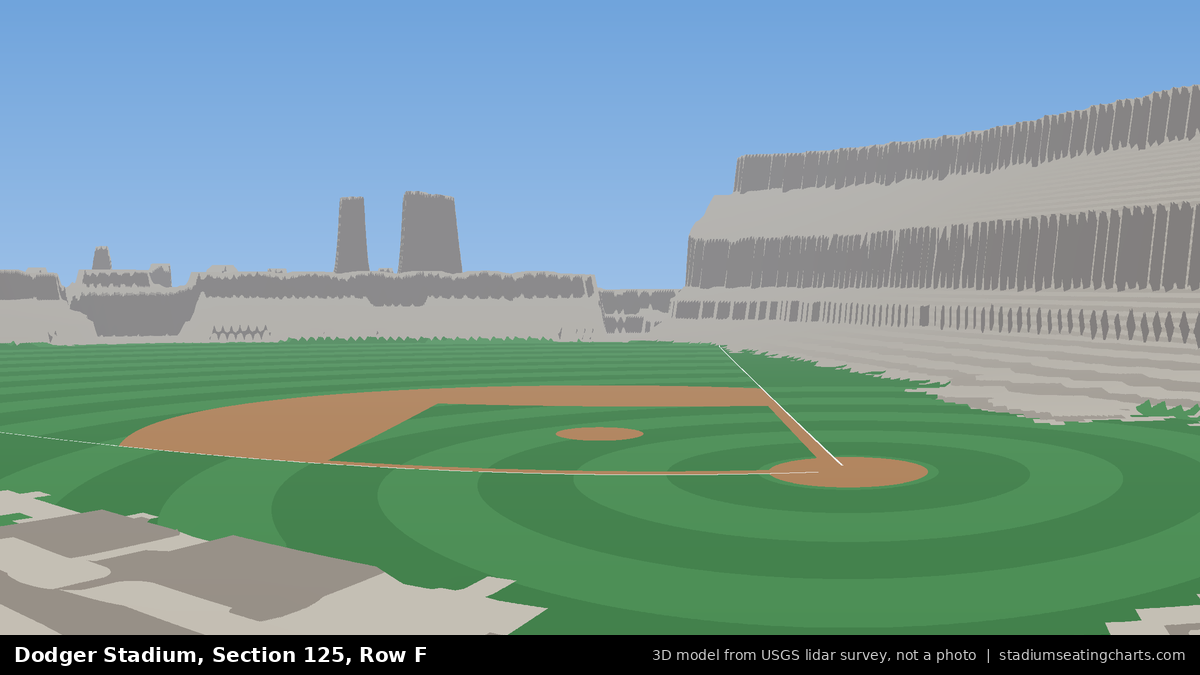 View from Dodger Stadium Section 125, Row F, looking toward the pitcher's mound