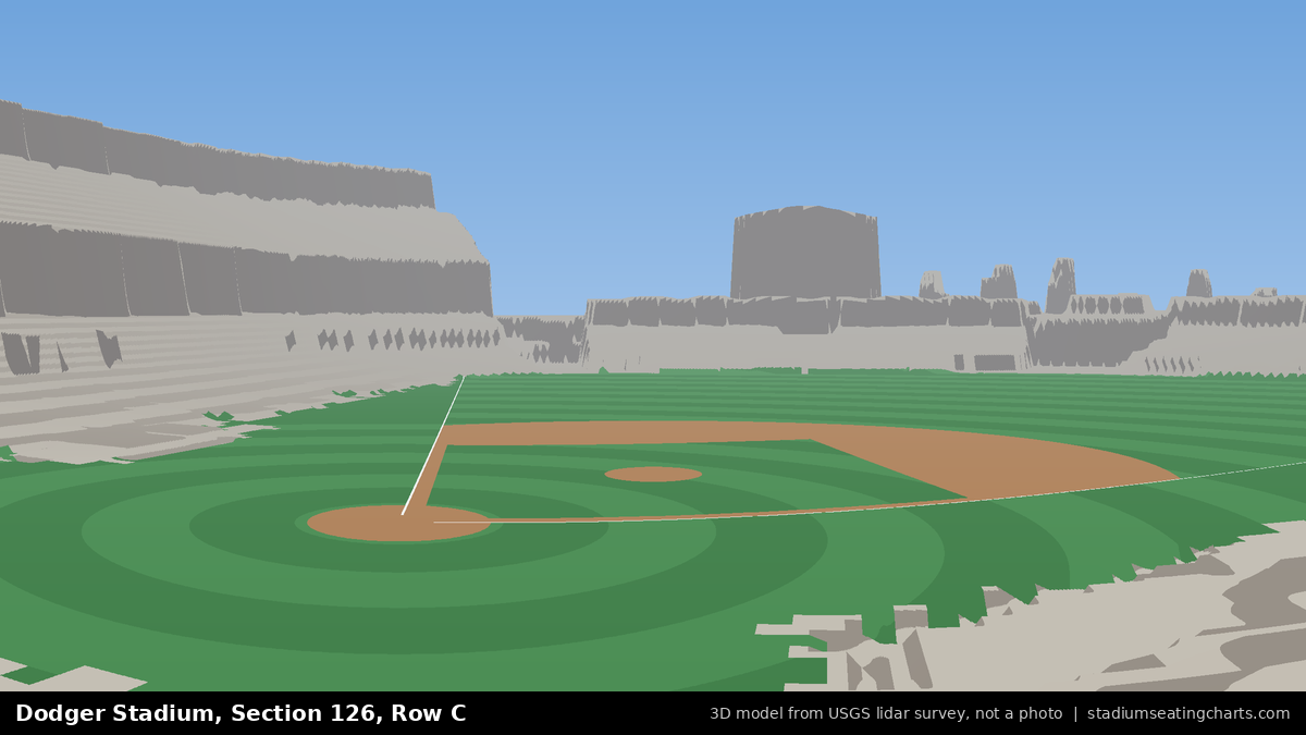 View from Dodger Stadium Section 126, Row C, looking toward the pitcher's mound