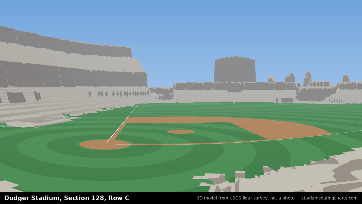 View from Dodger Stadium Section 128, Row C, looking toward the pitcher's mound