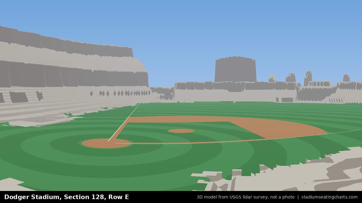 View from Dodger Stadium Section 128, Row E, looking toward the pitcher's mound