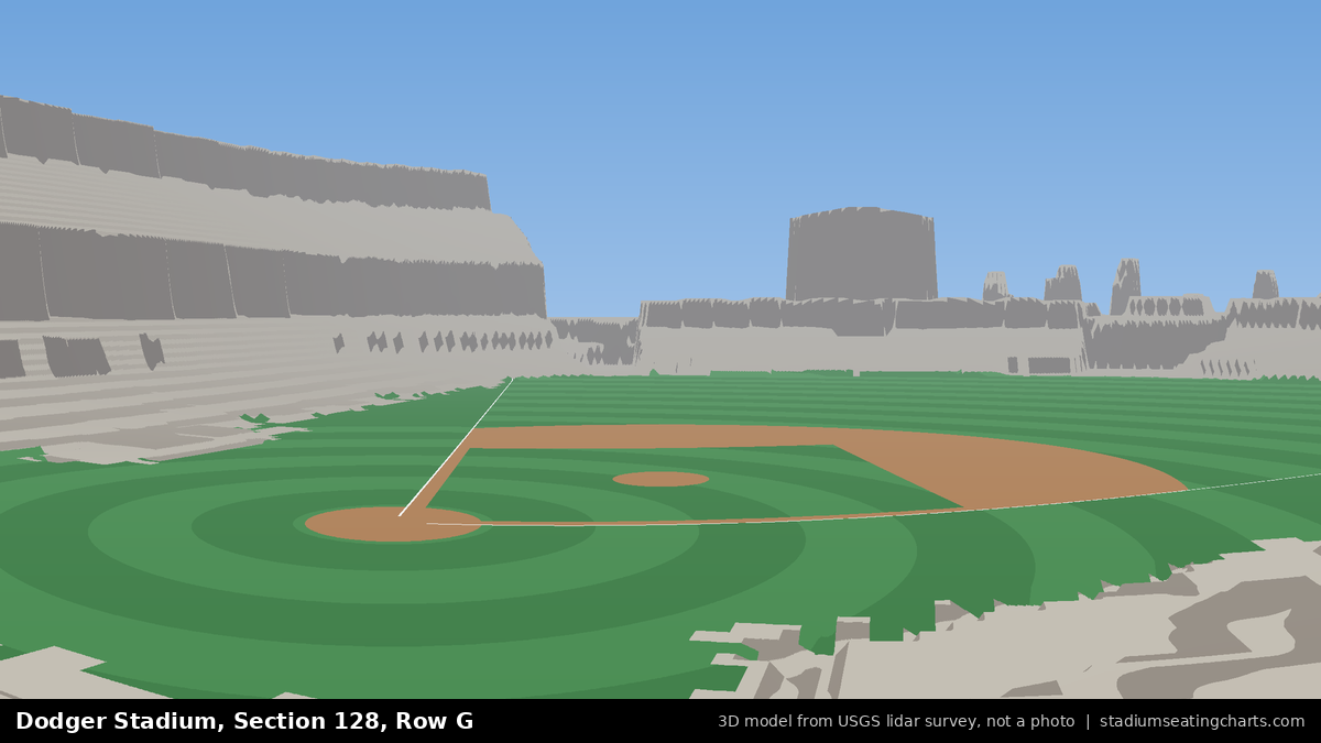View from Dodger Stadium Section 128, Row G, looking toward the pitcher's mound