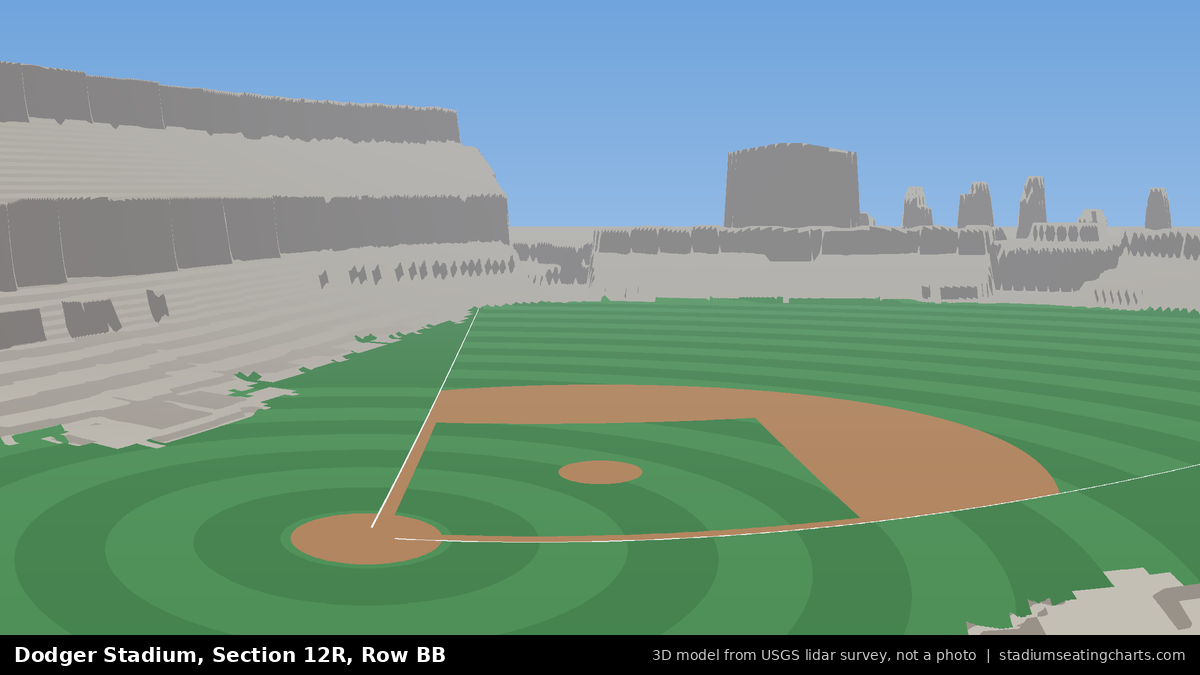 View from Dodger Stadium Section 12R, Row BB, looking toward the pitcher's mound