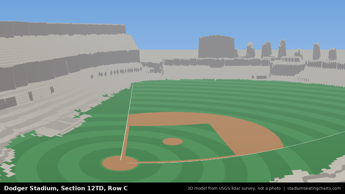 View from Dodger Stadium Section 12TD, Row C, looking toward the pitcher's mound