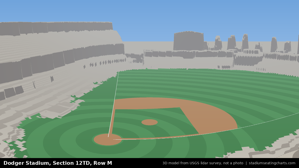 View from Dodger Stadium Section 12TD, Row M, looking toward the pitcher's mound
