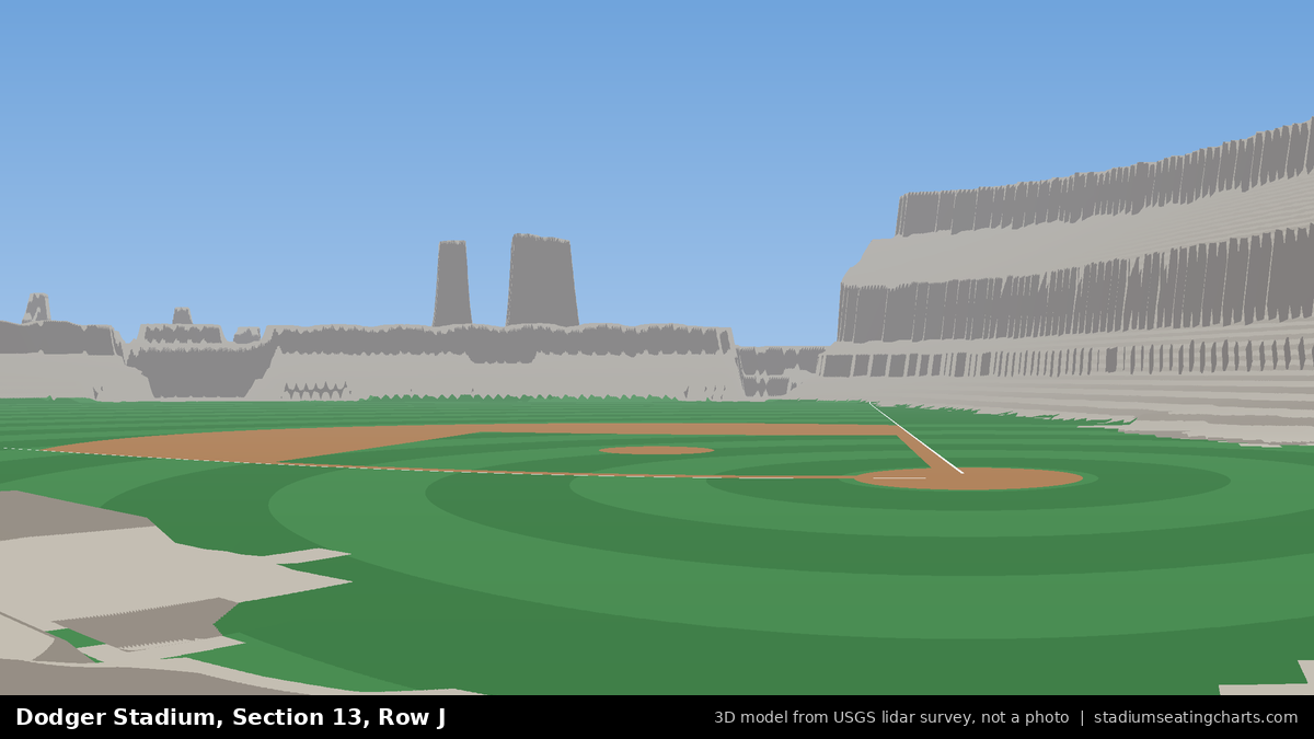 View from Dodger Stadium Section 13, Row J, looking toward the pitcher's mound