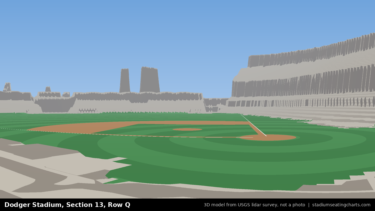 View from Dodger Stadium Section 13, Row Q, looking toward the pitcher's mound