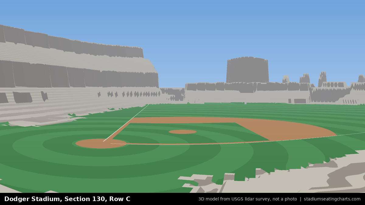 View from Dodger Stadium Section 130, Row C, looking toward the pitcher's mound