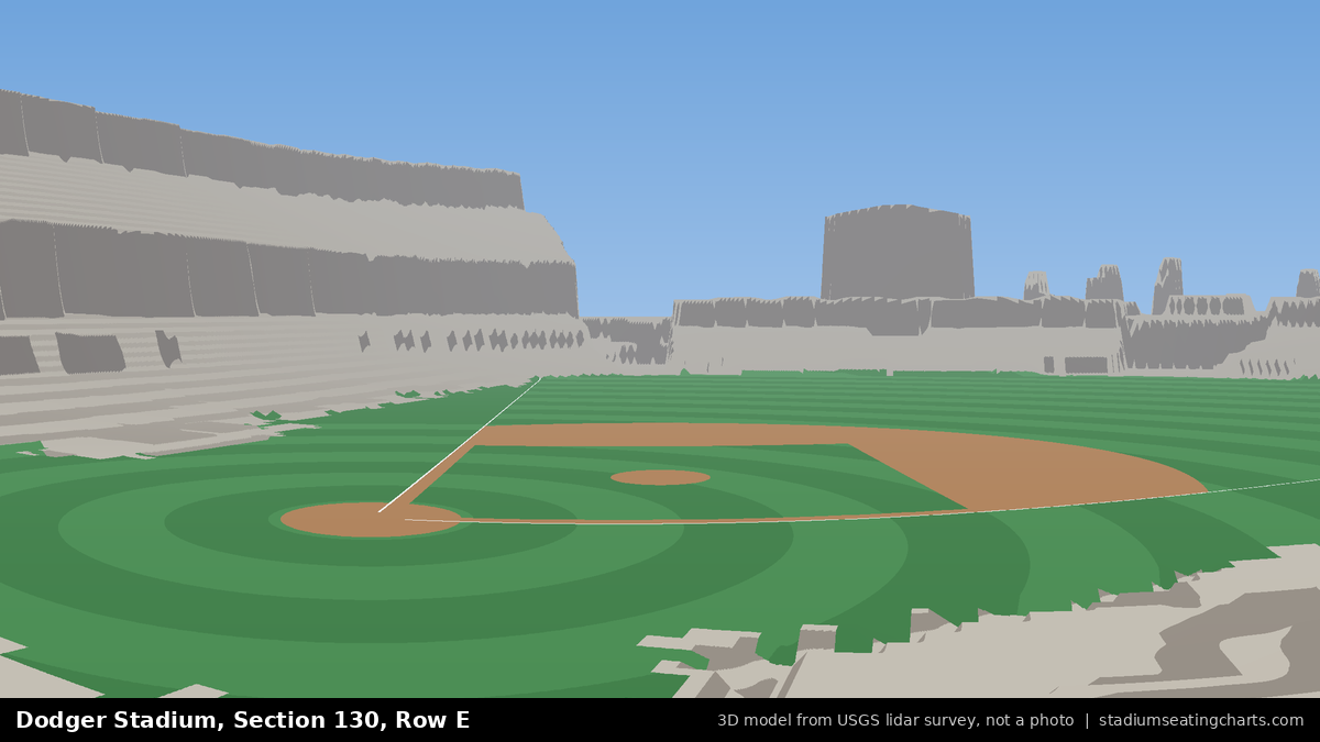 View from Dodger Stadium Section 130, Row E, looking toward the pitcher's mound