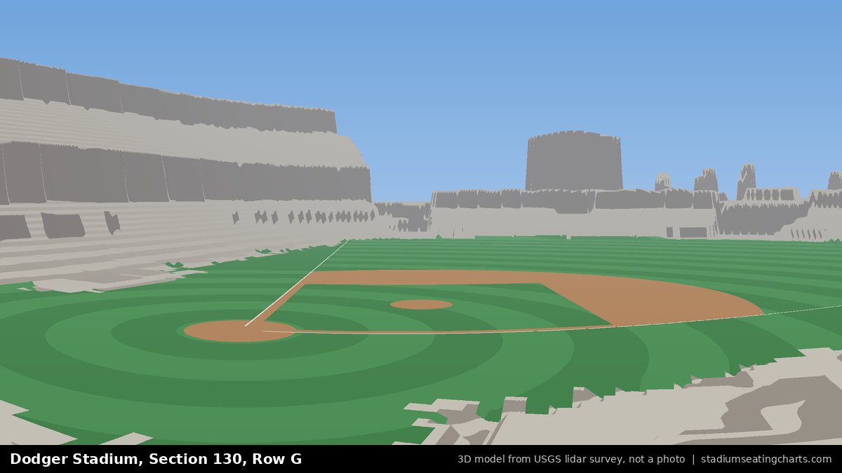 View from Dodger Stadium Section 130, Row G, looking toward the pitcher's mound