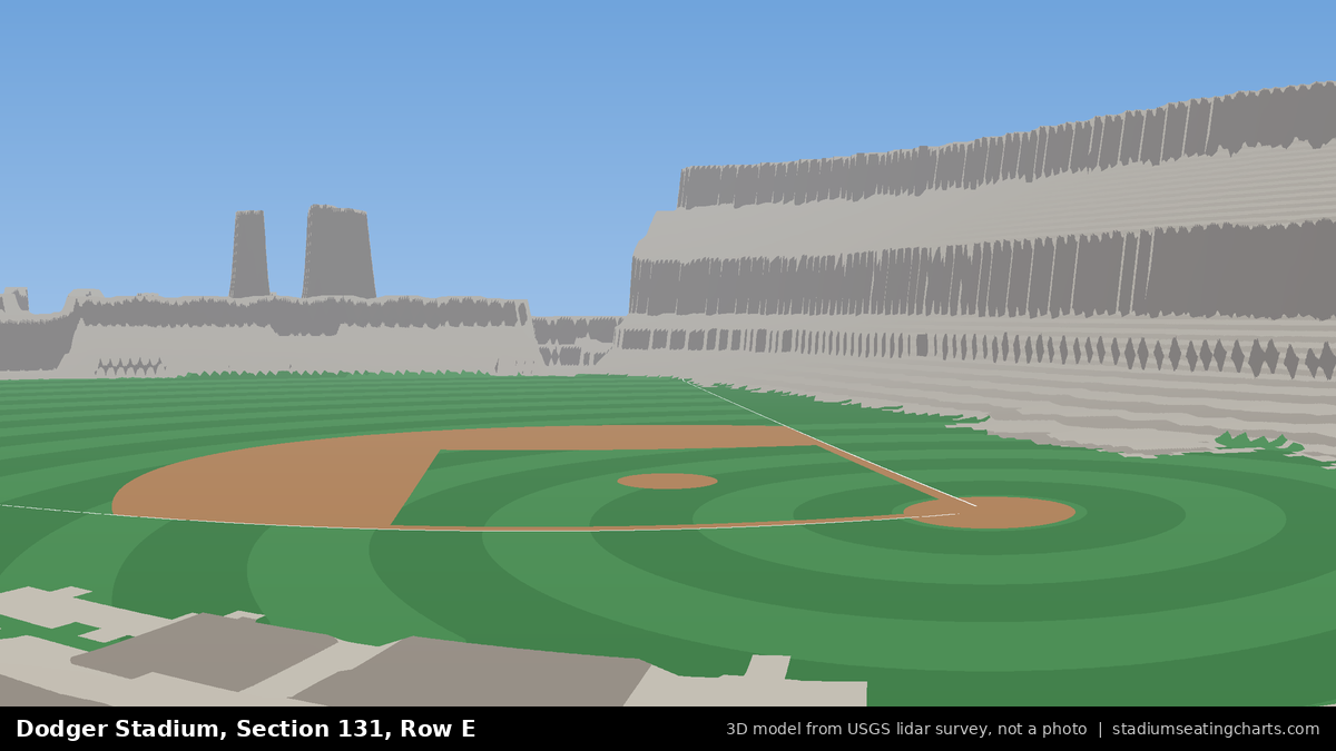 View from Dodger Stadium Section 131, Row E, looking toward the pitcher's mound