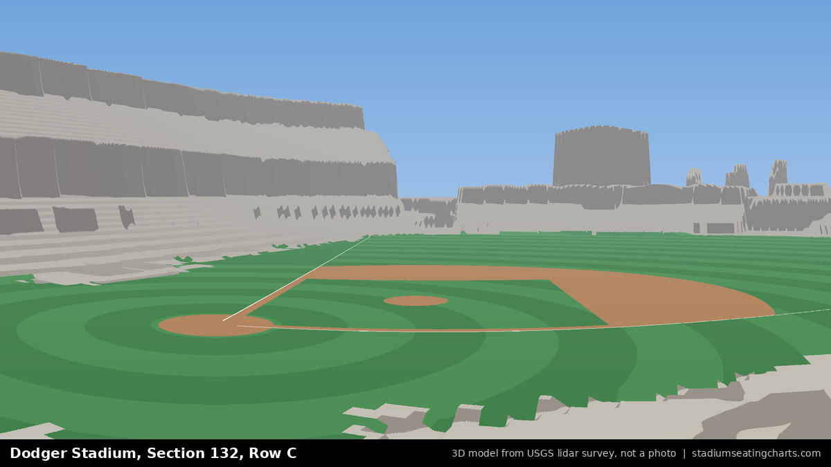 View from Dodger Stadium Section 132, Row C, looking toward the pitcher's mound