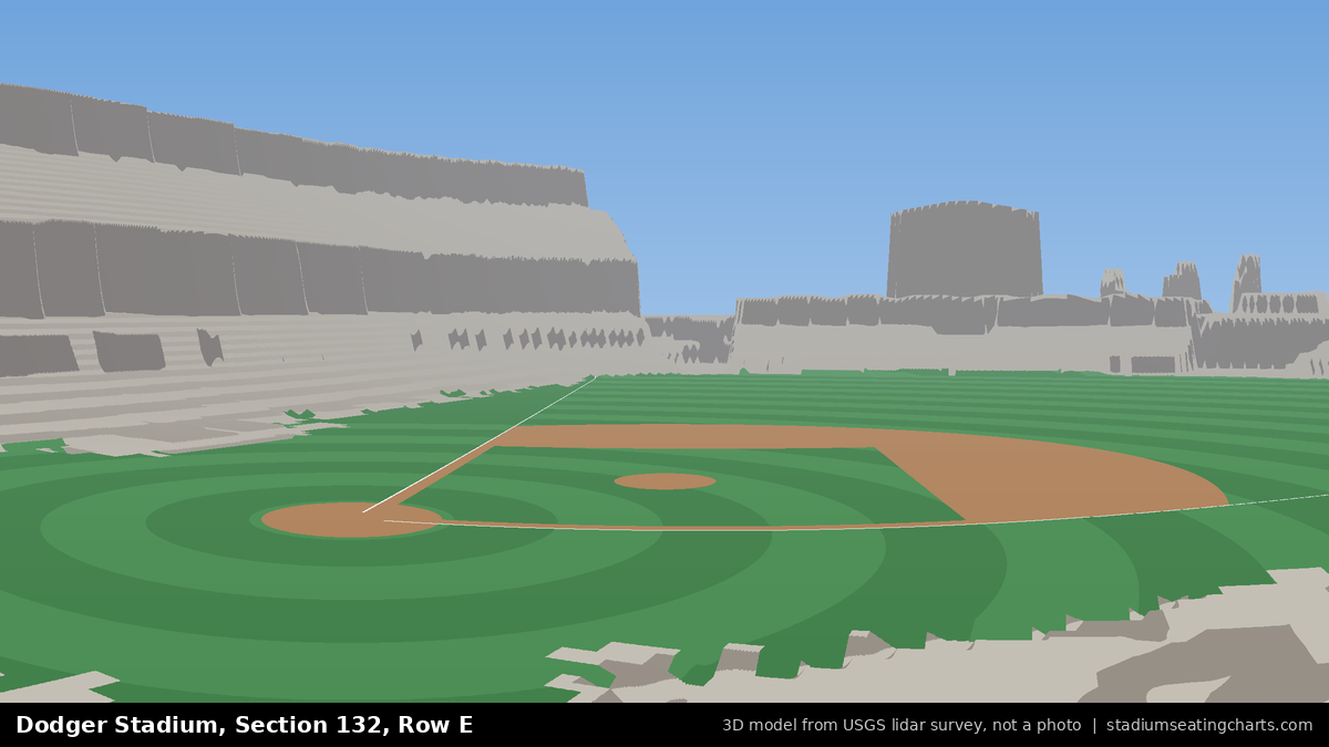 View from Dodger Stadium Section 132, Row E, looking toward the pitcher's mound