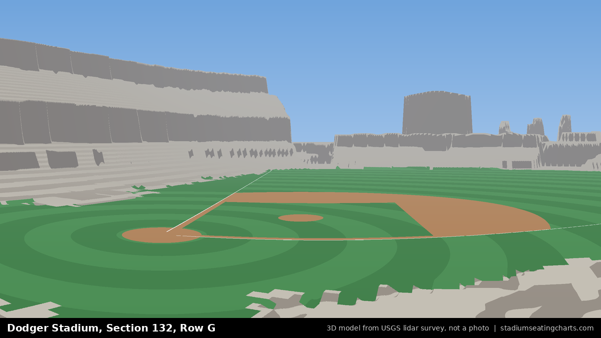View from Dodger Stadium Section 132, Row G, looking toward the pitcher's mound