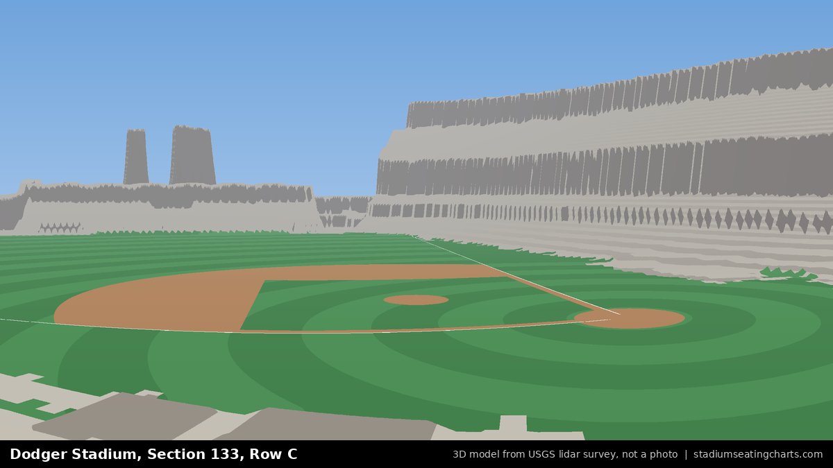 View from Dodger Stadium Section 133, Row C, looking toward the pitcher's mound