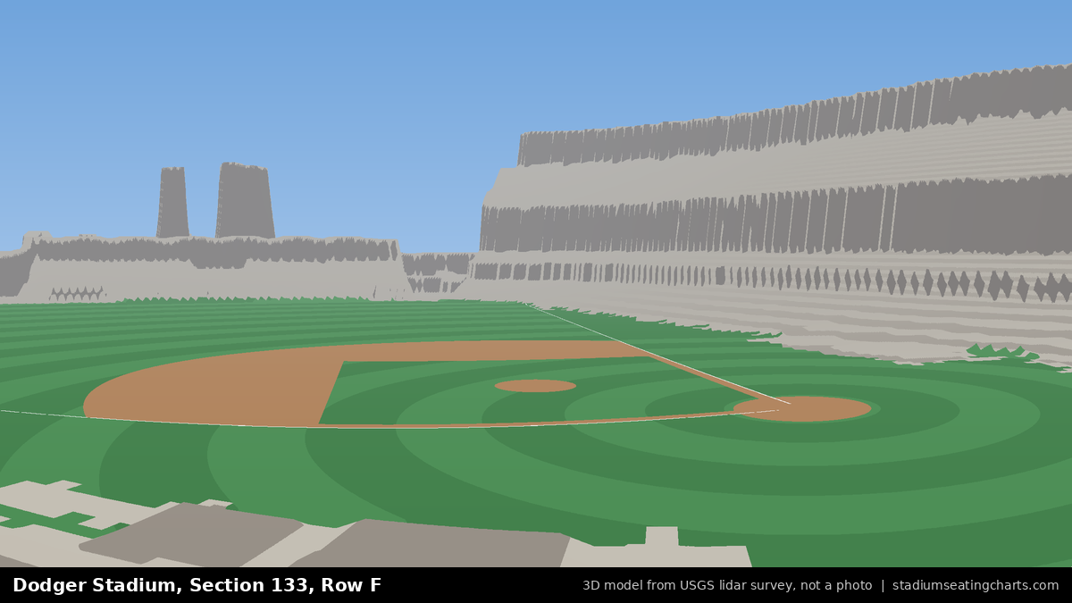View from Dodger Stadium Section 133, Row F, looking toward the pitcher's mound
