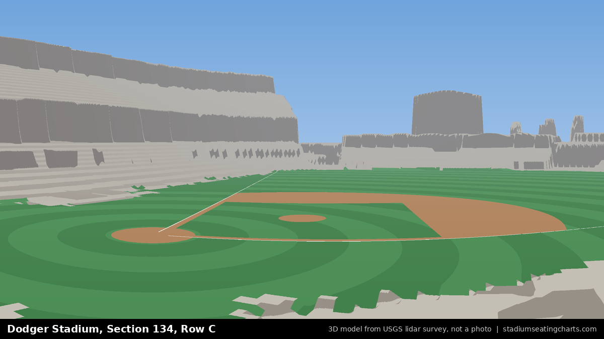 View from Dodger Stadium Section 134, Row C, looking toward the pitcher's mound