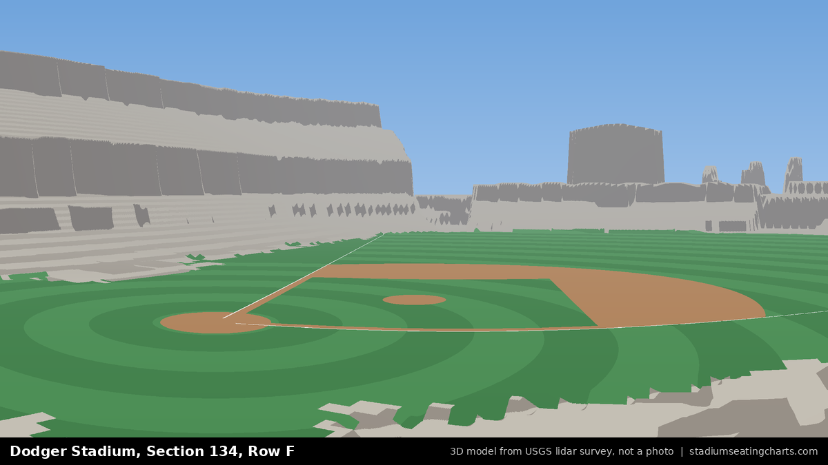 View from Dodger Stadium Section 134, Row F, looking toward the pitcher's mound