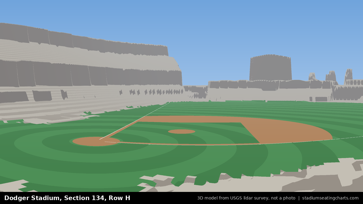 View from Dodger Stadium Section 134, Row H, looking toward the pitcher's mound