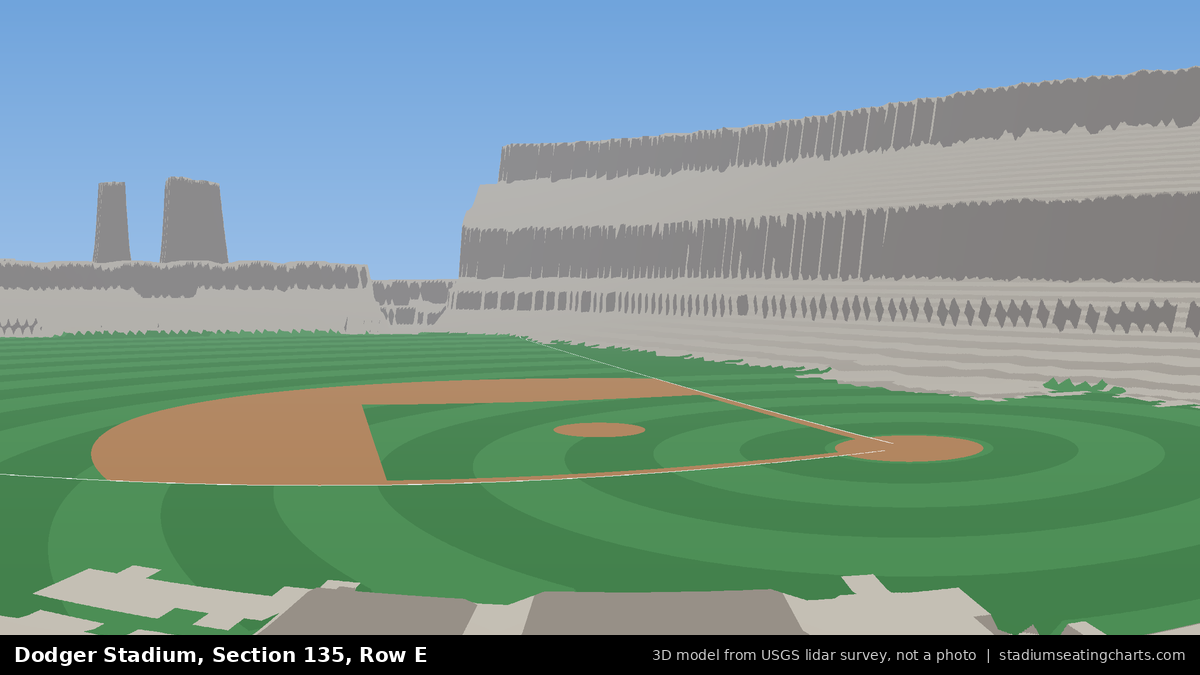 View from Dodger Stadium Section 135, Row E, looking toward the pitcher's mound