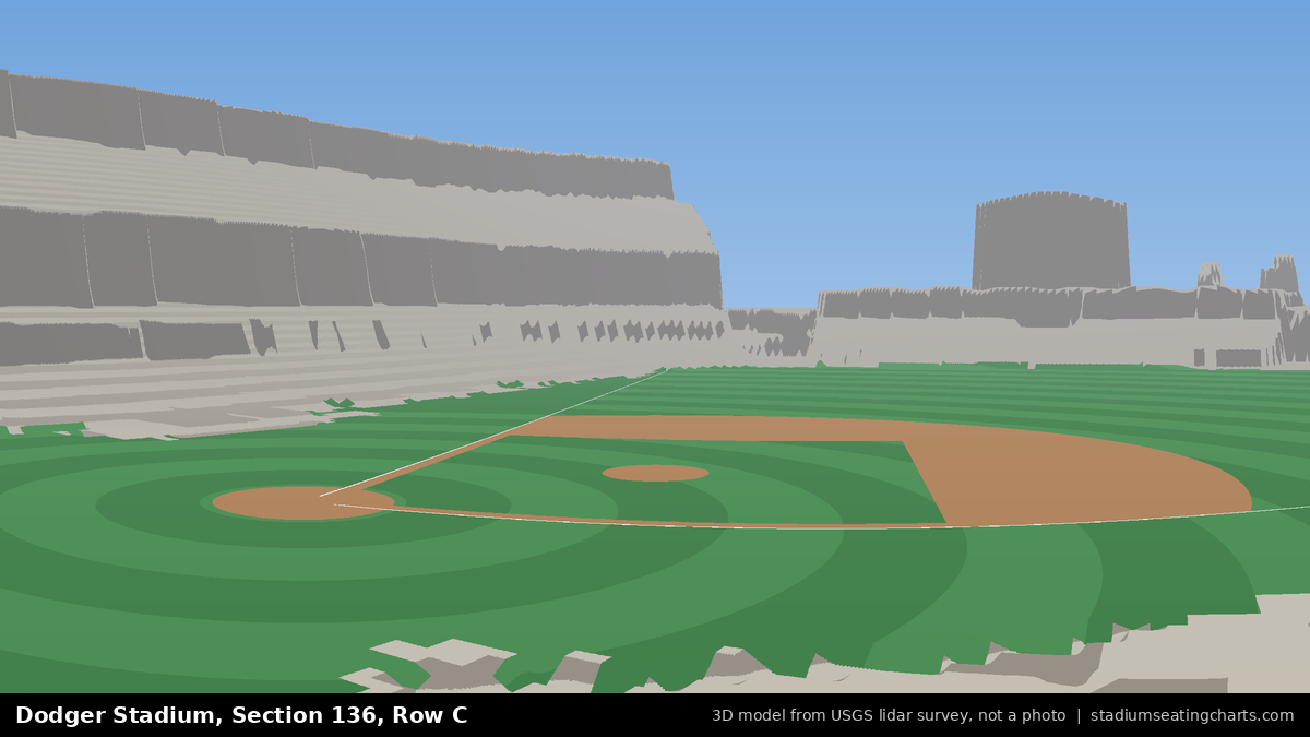 View from Dodger Stadium Section 136, Row C, looking toward the pitcher's mound