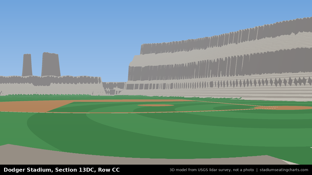 View from Dodger Stadium Section 13DC, Row CC, looking toward the pitcher's mound